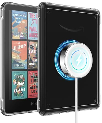 MoKo Case für 7 Neu Kindle Paperwhite(12. Generation-2024), Ultradünne Schutzhülle mit Drahtloser Aufladung, Vollständig Abgedeckter Weicher TPU-Rand, Flexibler Klarer Bumper Back Cover Shell für DIY