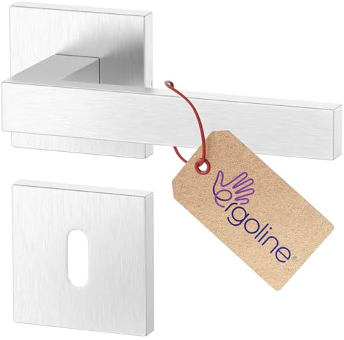 ERGO line CUBE NEO Edelstahl V2A Türbeschlag, Modern Türgriff für Zimmertüren, Eckig, Drückergarnitur, Quadratisch Türbeschlag, Türklinken Innentüren, Türdrücker Edelstahl Matt Gebürstet