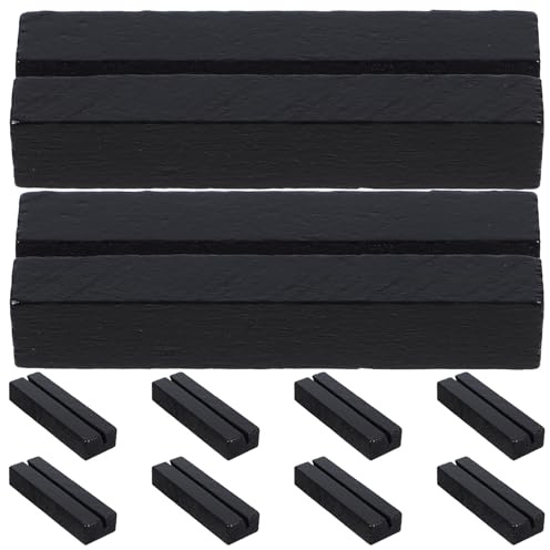SHINEOFI Portatarjetas de Madera Negro 10 Piezas Soporte para Fotos y Tarjetas de Mesa Rústico Expositor para Nombres y Notas Adecuado para Decoración de Restaurantes y Tiendas