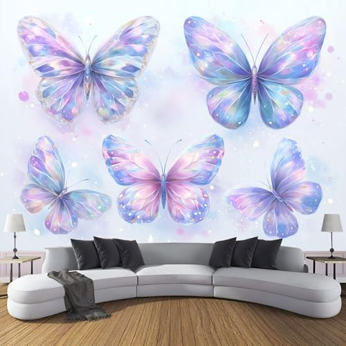 Carta da Parati Panoramica Farfalla Acquerello Farfalla Elegante Foto Wallpaper Poster Gigante Design 150×105cm Murale Decor della Parete Soggiorno Camera da Letto Carta da Parati
