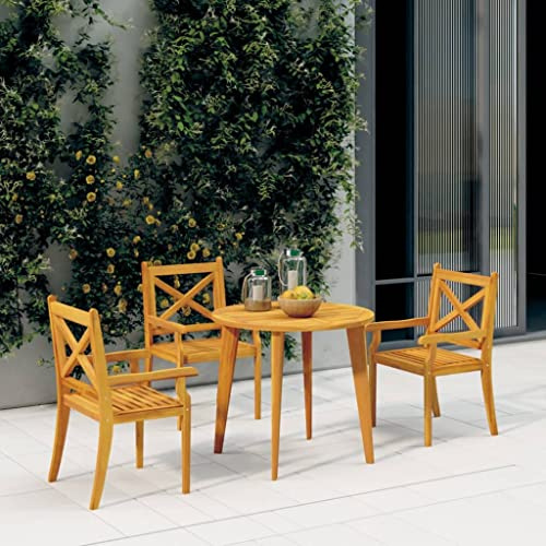 Teenpull Garten-Essstühle 3 STK. Massivholz Akazie, geölt, 54x55x90 cm, robuste Holzstühle für Terrasse, Balkon, Garten, langlebige Outdoor Stühle mit Armlehnen