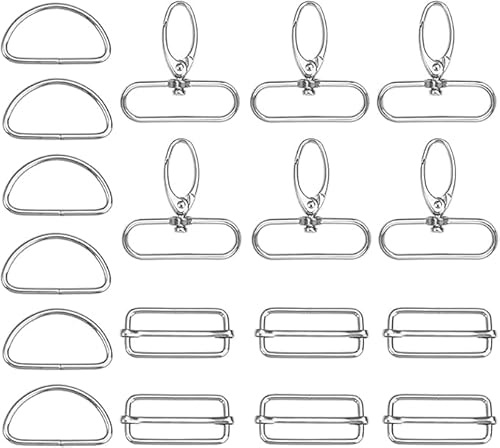 hankousi 18 piezas de accesorios para bolsos: hebillas, anillas en D, hebillas deslizantes y mosquetones para bolsos, fabricación DIY de correas para bolsos, suministros de costura, arneses para perro