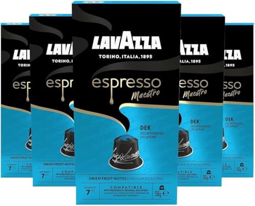 Lavazza Espresso Maestro Dek Nespresso Compatible Aluminium Coffee Decaf Capsules (Pack of 5, Total 50 Decaffeinated Pods)