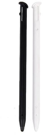 Lot de 2 stylets en plastique pour écran tactile Nintendo 3DS Blanc/noir 7,4 cm