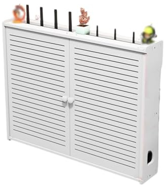 SFJATTA Caja de almacenamiento WiFi de pared, Decoración De Persianas Estantes Flotantes, regleta decorativa y caja oculta de gestión de cables(58 * 11 * 46cm/22.8 * 4.3 * 18.1in)