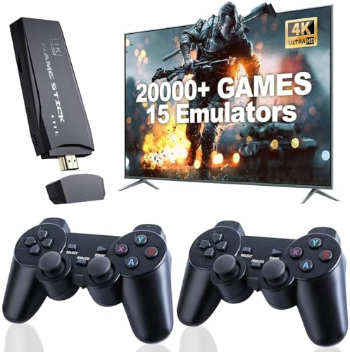 Console retrò 2026 Game Stick console di gioco con 20.000+ classici, 2 controller Plug & Play, regalo per famiglia