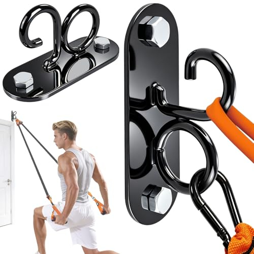 NTIUYOT 2-Pack Resistance Band Wall Anchor, 450lbs Heavy Duty Solid Steel Wall Mount for Home Gym, No-Weld Hook System for Suspension Straps, Strength Training, Yoga Swing & Physical Therapy (Black)