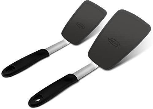 Unicook Flexible Silicone Spatula 2 Pack, Kitchen Utensils Set, Silicone Cooking Utensils Set, 600°F Heat Resistant Kitchen Turner Nonstick Spatula, Ideal for Flipping Eggs, Pancake, Burgers