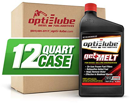 Opti-Lube Gel Melt Diesel Fuel Additive for Emergency Use: Case of 12 Quarts (32oz), Each Quart Treats up to 100 Gallons