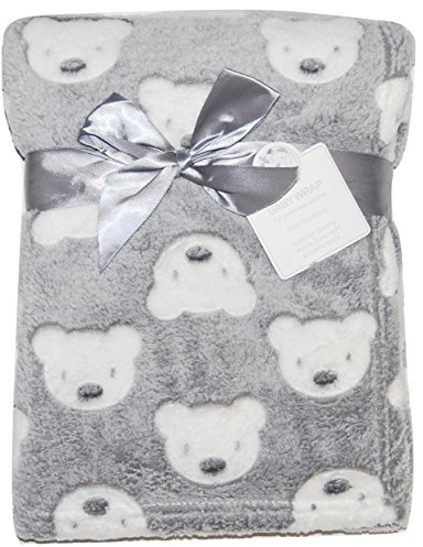 Baby Boy Girl Unisex Soft Fleece Wrap Blanket Pram Cot Crib Moses Basket Grey Teddy