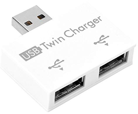 Bewinner Mini USB Hub, USB2.0 Male to 2 Ports USB Twin Charger Splitter Adapter Converter Kit, Portable Aluminum Alloy PC Small USB Hub, for Mobile Phone/Laptop (white)