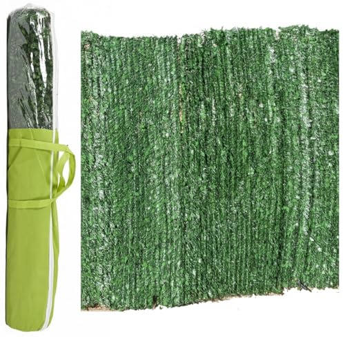 Suinga Seto Artificial Ocultación Jardin 1x3 m | Seto Bicolor Hoja Hiedra | Seto ocultación 95% | Seto Artificial Decorativo, verde