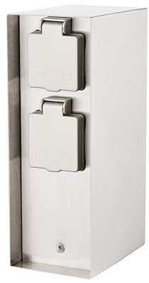 BOLD POWER Orio 10039 Colonne de prise 2 prises IP44 en fer brossé avec minuterie