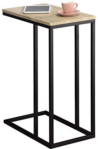 IDIMEX Beistelltisch Debora, praktischer Wohnzimmertisch in C-Form, schöner Couchtisch Tischplatte rechteckig in Sonoma Eiche, eleganter Sofatisch mit Metallgestell in schwarz