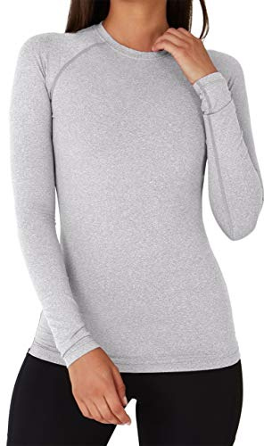 TCA Super Thermal Top Women - Ladies Thermal Vest - Thermals Womens - Ski Base Layer Women - Workout Tops for Cold Weather - Marl Grey, S