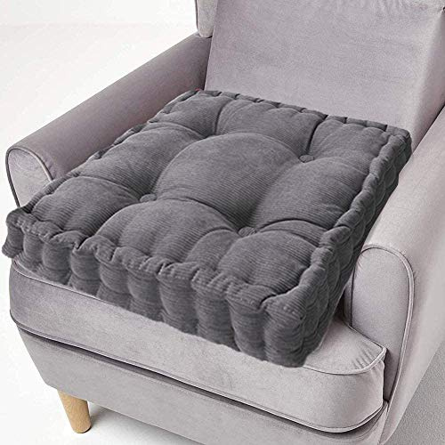 ping bu Cojín elevador 100 % algodón, 10 cm de grosor, gran cojín de asiento cuadrado de 50 cm para adultos, silla, sillón, jardín (50 x 50 cm, gris oscuro)