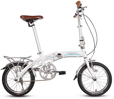 16 Zoll Faltrad Klapprad, Alu-Rahmen Fahrrad Klappfahrrad mit Ständer Gepäckträger und Schutzbleche für Herren, Damen, Mädchen, Jungen geeignet,White