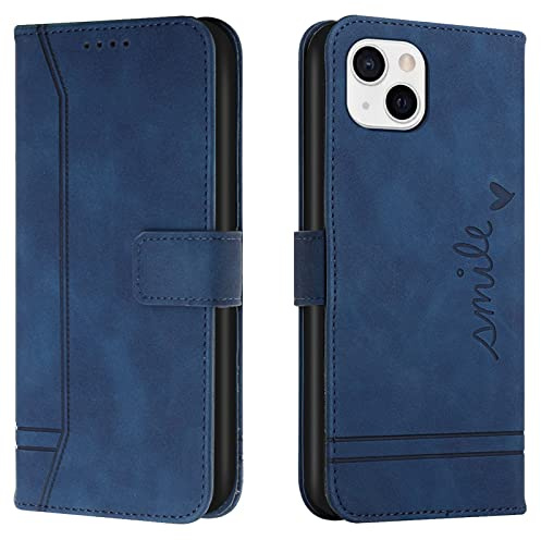 Lihondar Kompatibel mit iPhone 13 Mini Hülle, Handyhülle iPhone 13 Mini (5,4 Zoll), Leder Klappbar Schutzhülle Tasche Wallet mit Brieftasche [Standfunktion] Cover Flip Case Klapphülle (Blau)