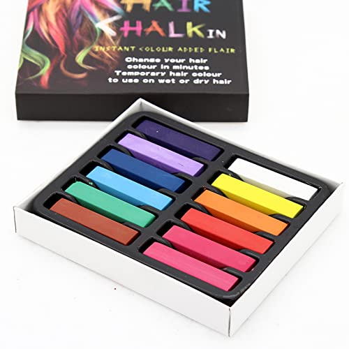 Joyeee Chalk Hair Color for Adults Men Women, 12 Colors Washable Hair Chalk Water-Soluble Temporary Hair Dye Chalk One-time Temporary