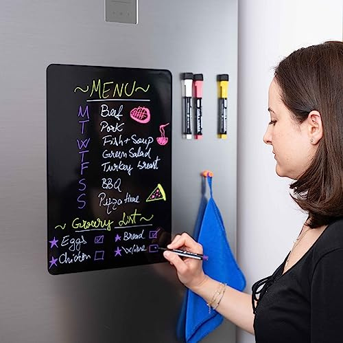 16x11 inch - Magnetic Blackboard - Magnetic Dry Erase Board - Fridge Blackboard - Refrigerator Blackboard - Blackboard for Fridge - Dry Erase Board Magnetic - Magnetic Black Board