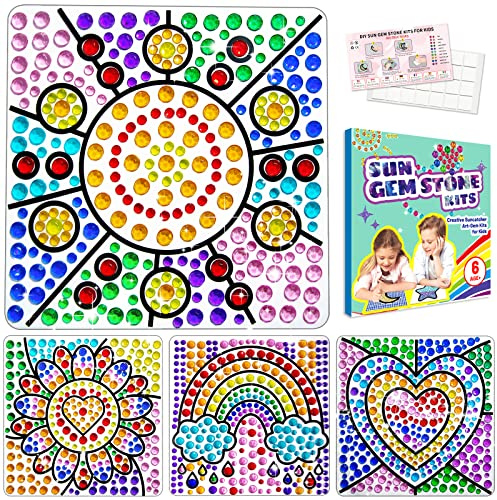 Kaieteur Suncatcher Kits for Girls 6 7 8 9 10 Year Old, DIY Diamond Painting Kit Flowerfor Kids Ages 6+, 5D Gem Stone Window Art Craft Stickers Kit for Boys as Christmas Birthday Party Gifts