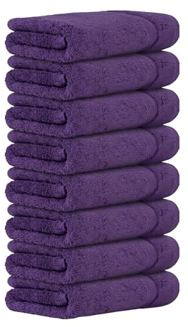 Luckytowel Handtücher Set 50x100 cm – Oeko-TEX Handtuch-Set aus 100% Baumwolle mit 600 g/m² – Frottiertücher mit Aufhängeschlaufe – flauschig & saugstark – Frottee Handtuchset – 8er Pack Lila