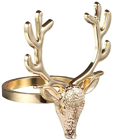 BESTonZON 4stücke Serviettenringe Hirschkopf Gold Rustikale Weihnachts Tischdeko Für Hochzeit Holiday Dinner Party Langlebige Alloy Napkin Holder Zur Festlichen Atmosphäre
