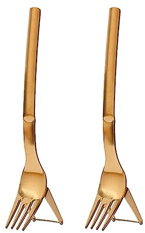 fruit forks，Dinner Forks,Stainless Steel Forks2 In1 Watermelon Slicer Cutter Stainless Steel Fruit Cutting Fork Water Melon Slicer Cutter Square Cutting 2pcs (Gold)