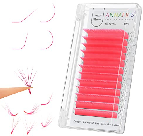 ANNAFRIS Extension Ciglia Easy Fan Colorate Rosa 0.07 C 8-15mm Mix Facili a Ventaglio Ciglia Finte Volume Russo Estensione delle Ciglia Easy Fan Lashes(EasyFan Pink 0.07-C Mix)
