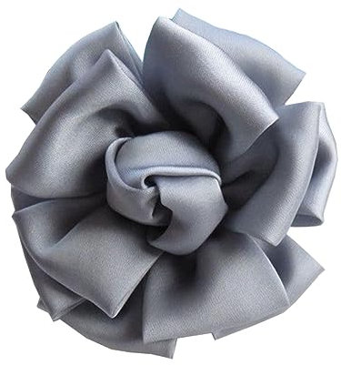 KABELIF Damen Seide Blume Brosche,Blume Ansteckblume, Blume Haarspange, Haarclip Blume, Rosen Haarnadeln Haarblume Haarblüte Haarschmuck (Grau)