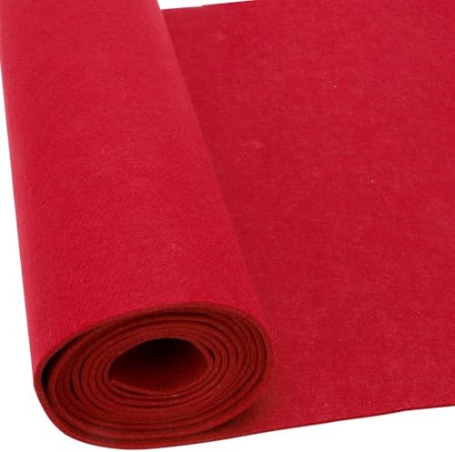 Yuragim Filz Meterware 30cmx250cmx3mm Filzstoff Basteln Ostern Kinder, Filzrolle Filzmatten Filz Rot Bastelfilz Filzunterlage Polyester Felt Fabric für DIY Handwerk Patchwork Nähen Manual Dekoration
