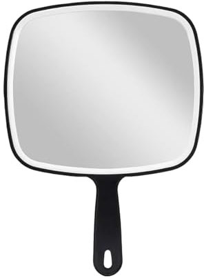 Stianiiie Mehrzweck-Handspiegel mit verzerrungsfreier Reflexion Salon Barber Friseurspiegel Quadratisch Schwarz 26,5X19cm