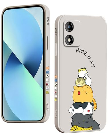 YUXING Funda para Motorola Moto E13 Silicona - Moda Lindo Patrón Diseño Delgado Carcasa, Antichoque, Antideslizante, Elegante, Protección Totaly Resistente (Cat,White)