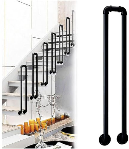 YFSJJ Treppenhaus Handläufe,U-förmige Treppengeländer Innen,Dachboden Dekorative Handlauf Treppe, Geländer Treppe Seitliche Montage,Behinderte rutschfeste Flurdeck (Size:U 35cm,Color:Schwarz)