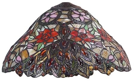 BOTOWI Tiffany Lampenschirm Ersatz, 16 Zoll Rose Stil Buntglas Lampenschirme, Antike Blume Glasperle Design Lichtabdeckung, nur für Tischlampe Stehlampe Pendelleuchte Deckenleuchte