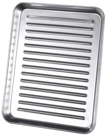 whalebee Teglia da Forno Teglia per Grasso Vassoio in Acciaio Inox L 24 27 32 41cm A 2,5cm Teglia da Rettangolare per Cuocere, Cucinare, Servire - Facile da Pulire Vassoio da Antiaderente(32x25cm)