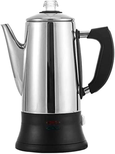 Percolateur à café en acier inoxydable avec découpe à sec, protection contre la surchauffe, élément chauffant 1100 W, capacité de 1,8 l, argent