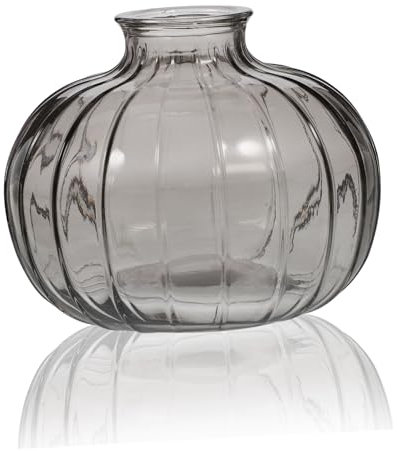 MUSISALY 1pc Gray Glass Pumpkin-shaped Vase for Flower Arrangements Decor for Dining Tables and Living Spaces Quality and Unique Design for Stylish Centerpieces