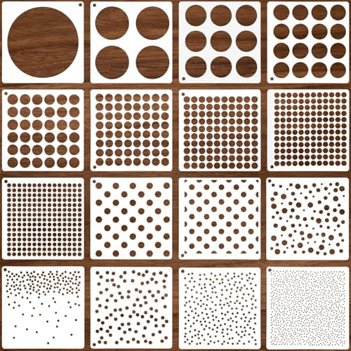 cobee 16 Stencil a forma di cerchio, geometrico e artistico, a pois, per scrapbooking, cuscini di carta