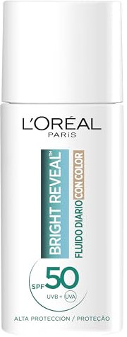 L'Oréal Paris Bright Reveal Fluido Diario con Colore e Niacinamide Protezione molto alta SPF50 50 ml Tono Chiaro