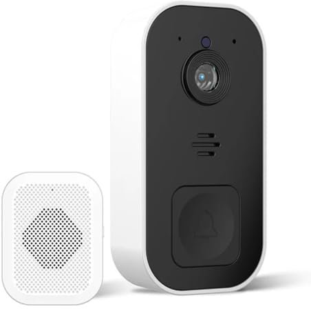 Jrifedptry Campanello visivo intelligente senza fili remoto casa ad alta definizione monitor per visione notturna videocitofono campanello bianco facile da installare facile da usare