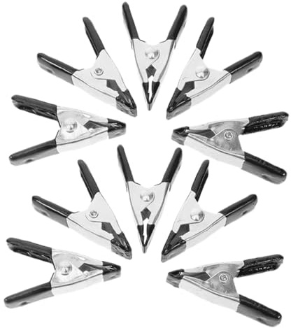 AUTSUPPL 10pcs Metal Mini Spring Clamps 5cm Photography Backdrop Clips Heavy-Duty Photo Clamps with Black Zinc-Plated Coating for Woodworking and Background Cloth