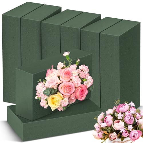 Niuny Mousse Florale Mousse Fleur a Piquer Bloc de Mousses pour Fleurs Carrée 8Pcs 14x8x4.5cm Mousses Florale Humide Verte pour Artisanat Mariage Fêtes Voitures Bricolage Célébrations Fleuristes