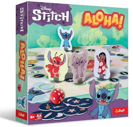 Trefl - Aloha!, Lilo&Stitch - Juego de Mesa Familiar con Personajes de Cuentos de Hadas, Juego rápido para Toda la Familia, Juego Familiar para Adultos y niños a Partir de 4 años.