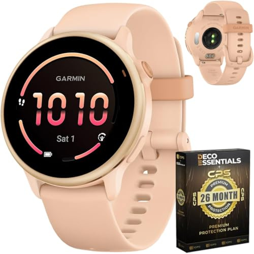 Garmin 010-02985-03 VIVOACTIVE 6 Health and Fitness GPS Smartwatch Pink Dawn con fascia in silicone Bundle con 2 anni CPS Enhanced Protection Pack
