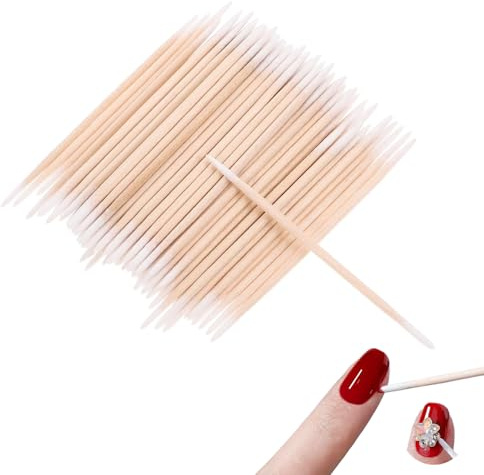 500 Stück spitze Wattestäbchen Spitze, 7 cm Wattestäbchen, spitze Spitze, doppelte Präzisionsspitzen mit Papierstab, Holzgriff, kleine spitze Spitze für Augenbrauen-Tattoo, Schönheit, Make-up