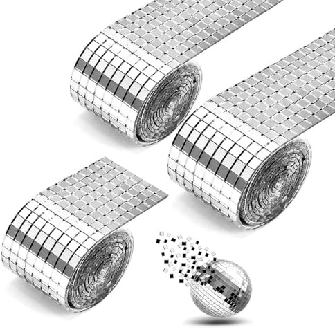 Lot de 4800 carreaux de miroir mosaïque disco - Mini carreaux de miroir mosaïque - 5 x 5 mm - Carrés - Auto-adhésifs - Pour bricolage, cuisine, salle de bain, Ktv, argentés