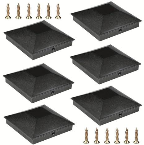 Lot de 6 cache-poteaux clôture avec 12 vis, conçus for les poteaux en bois 3,5 x,. Protection extérieure robuste et fiable Pour Poteaux