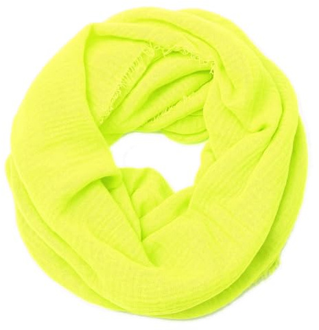 dy_mode Damen Loop Schal in Unifarben Rundschal Schlauchschal Weicher Stoff Leicht Durchsichtig - L206 (L206-NeonGelb)