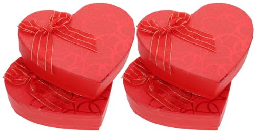 IMIKEYA 4 Stück Herz Geschenkbox Rot mit Schleife, 10 Fächer Pralinenbox Herzform, Schokoladenbox Leer für Valentinstag Muttertag Geburtstag Hochzeit, Geschenkverpackung für Süßigkeiten Schmuck Schal